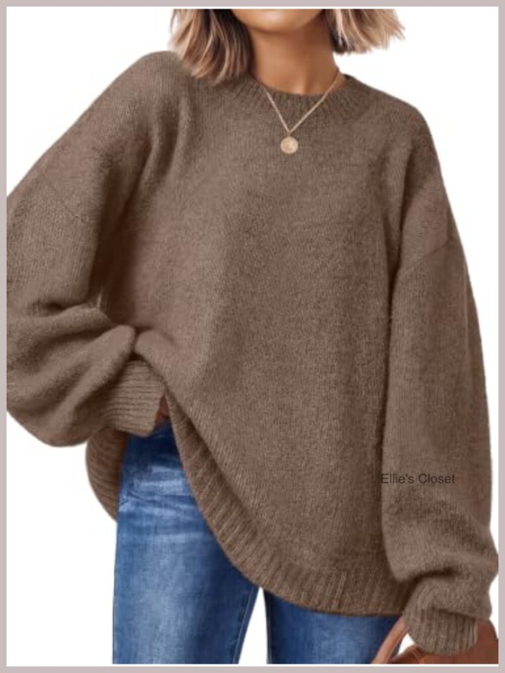 Oversized Crewneck Sweater for Women Long Sleeve Knit Pullover Fall Winter